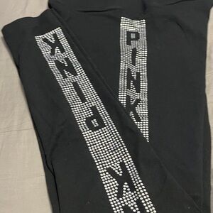 PINK Black Rhinestone Yoga Leggings
